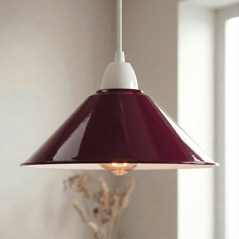 10cm H Metal Cone Lamp Shade, Burgundy
