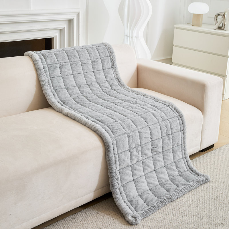 Fur Sofa Cushion Cover Slipcover, Non-Slip Couch Cushion, Light Gray Faux Fur, 2" H x 83" W x 27.56" D