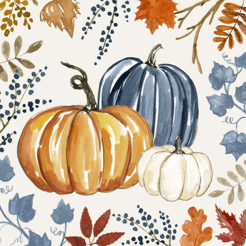 Automne citrouille I - peinture sur toile tendue, H 36 po x l 36 po x P 1,25 po