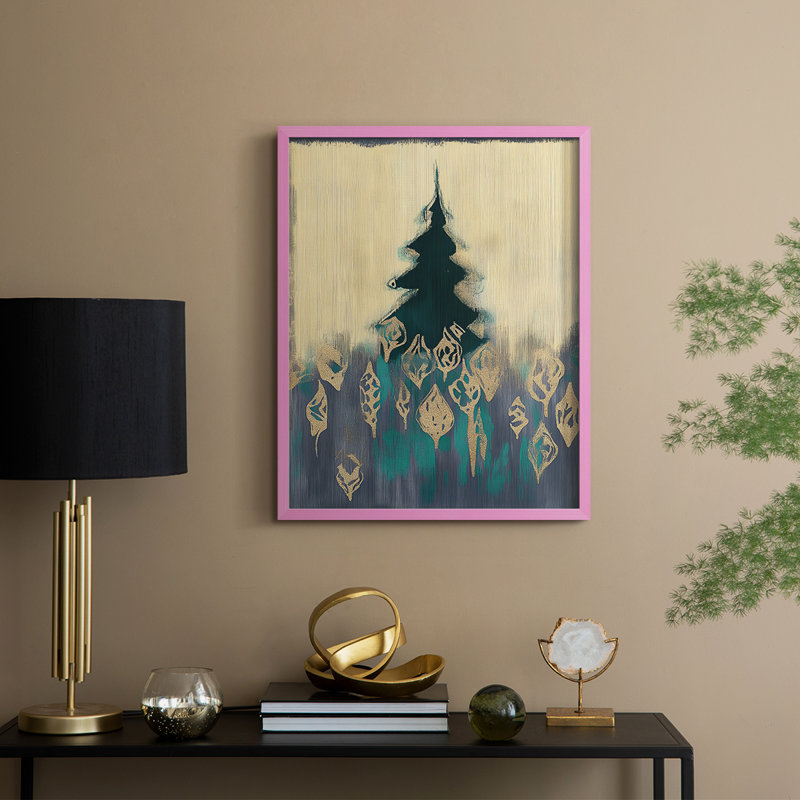 «Christmas Holiday Art DCCXLV», reproduction d'art encadrée - bois massif, H 15 po x l 12 po, Rose