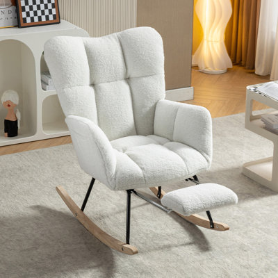 Chaise berçante en tissu avec repose-pieds Teddy
