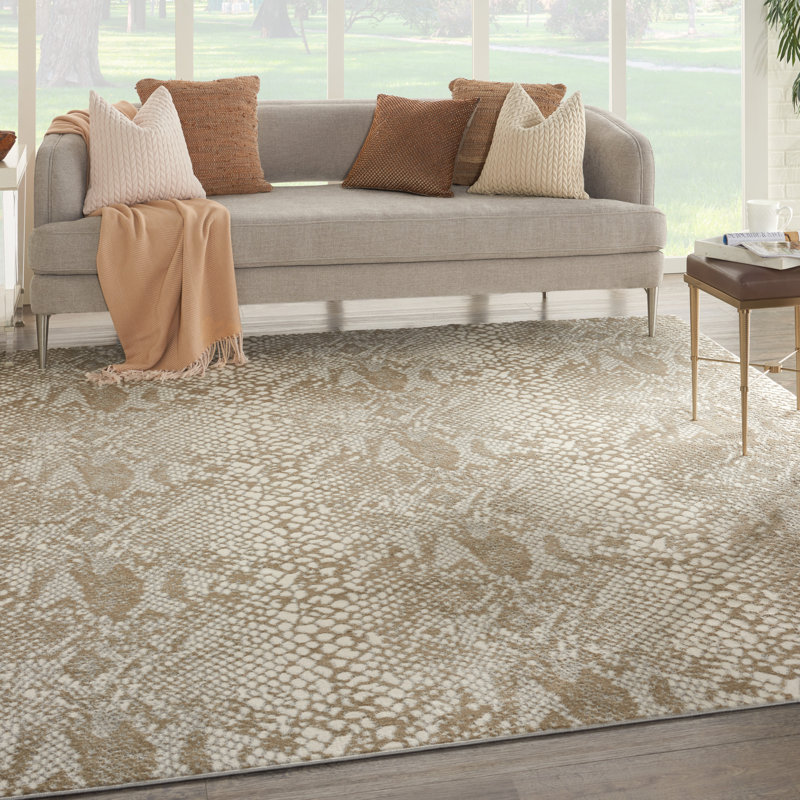 Tapis beige à imprimé animal Alema, Rectangle 8 pi x 10 pi