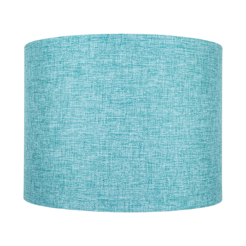 Ibiza Linen Drum Lamp Shade, 18cm H x 25cm W x 25cm D, Teal Blue