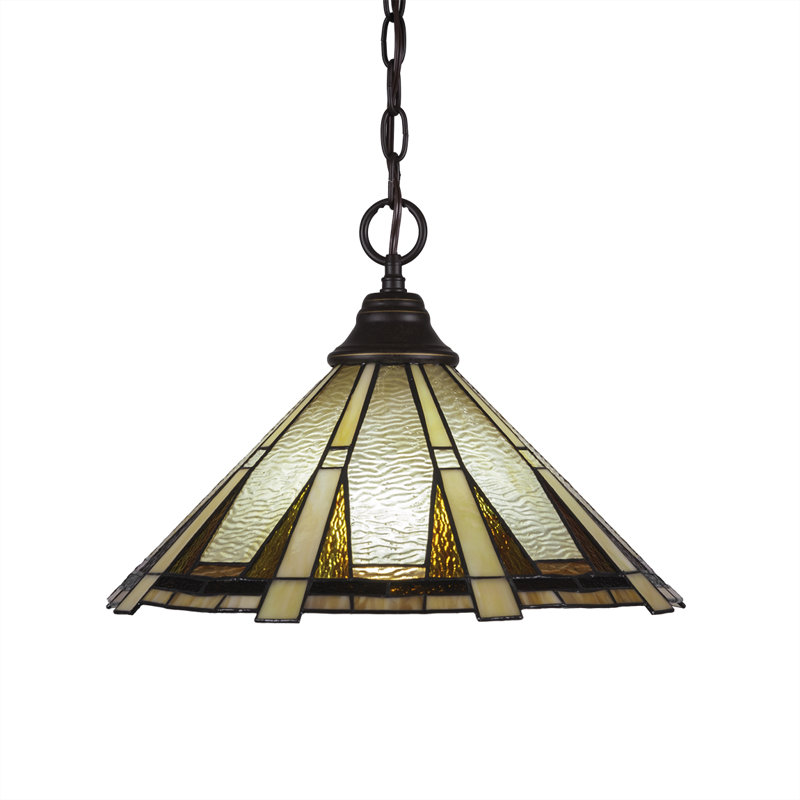 Chain Hung Pendant Shown With 16" Zion Art Glass, Dark Granite