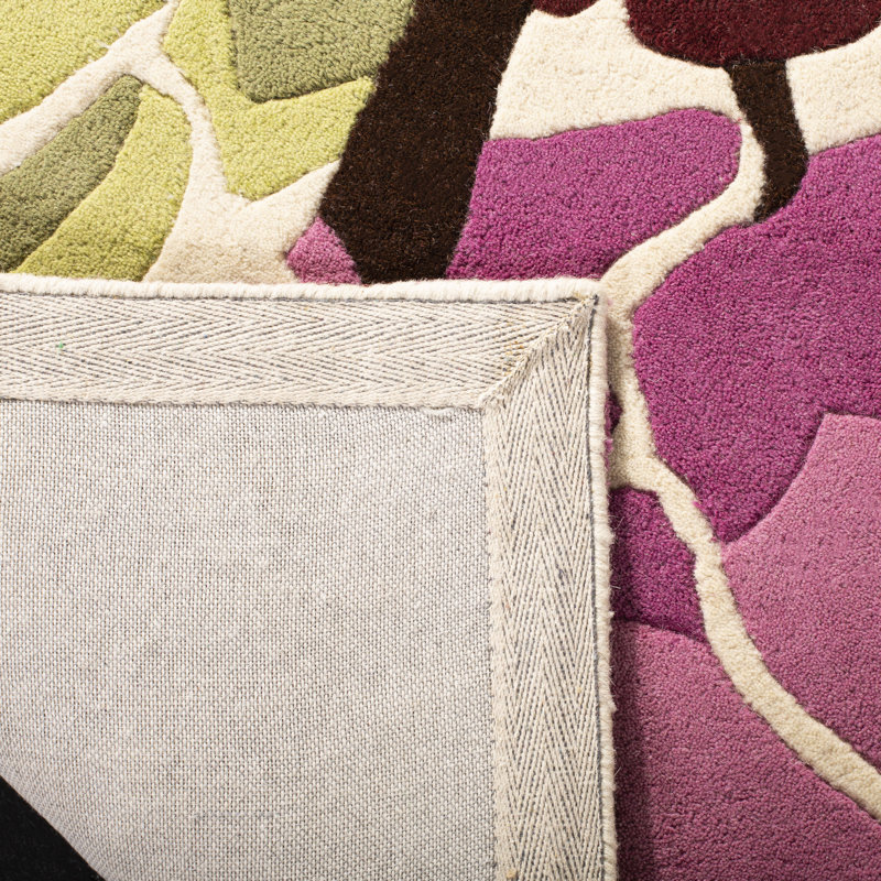 Tapis ivoire / rose touffeté à la main Avayah, Rectangle de 5 pi x 8 pi