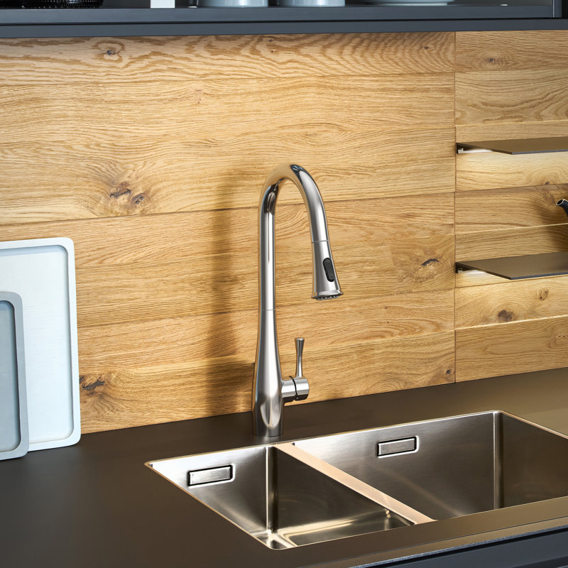 Robinet de cuisine rétractable à poignée simple avec fonction double