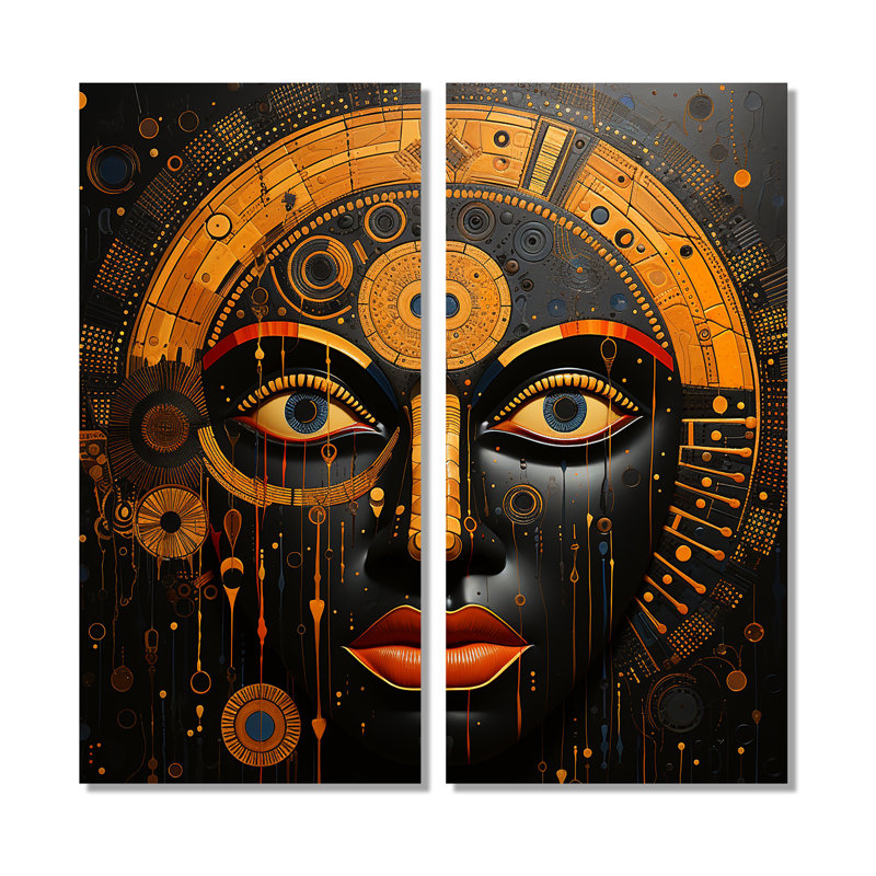Art mural tribal africain, H 32 po x l 32 po, Toile tendue, Ne s’applique pas