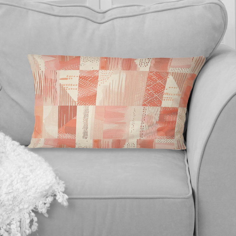 Coussin Peach Boho Pastal, Forme rectangulaire, H 12 po x l 20 po
