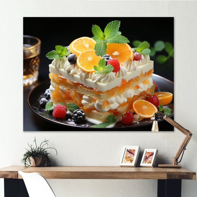 " Orange White Melon Cake Mmmmmmm ", 34" H x 44" W x 1.5" D, Wrapped Canvas