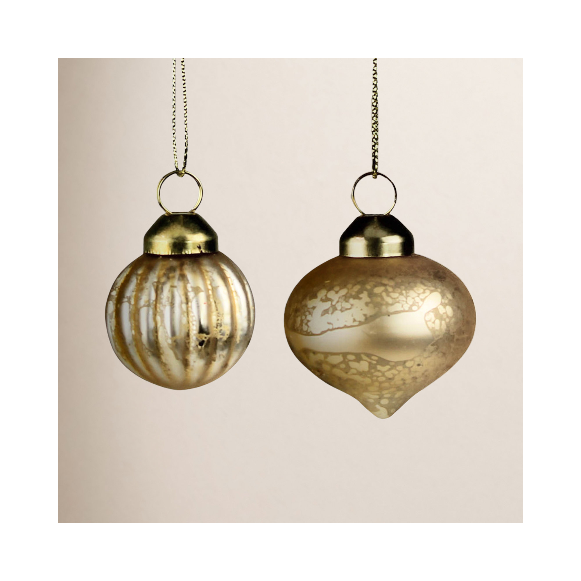 8 Piece Christmas Ball Ornament Set, Gold