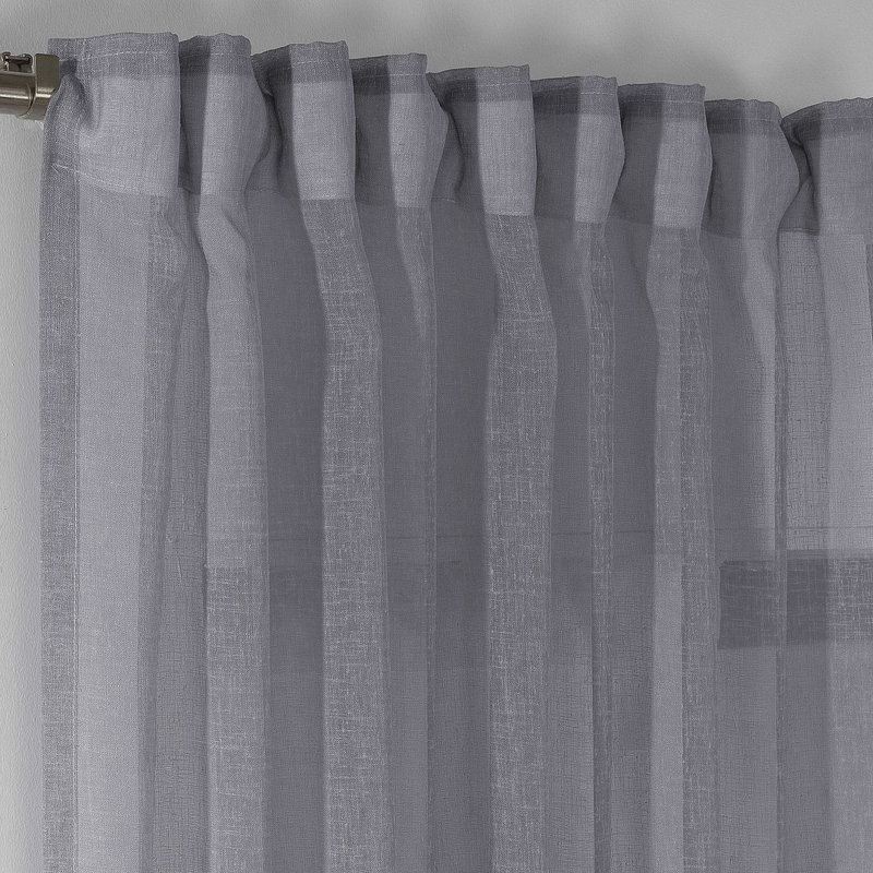 Sheer Curtain Panel Pair, 130cm Width x 145cm Drop, Dark Grey