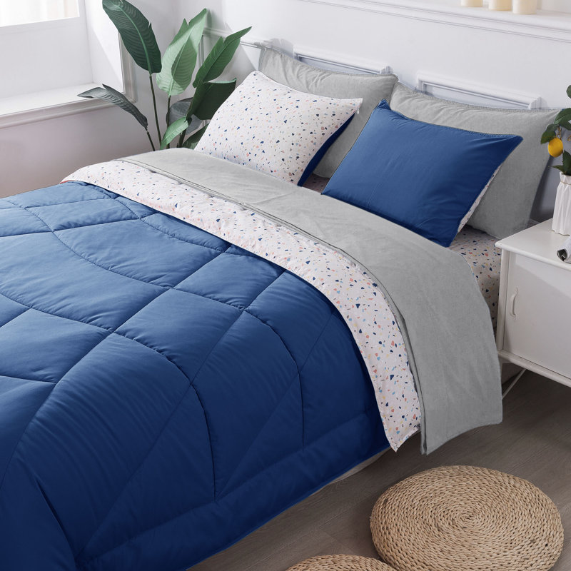 Polyester Channel Comforter, Queen Comforter + 6 Additional Pieces, Derby Navy