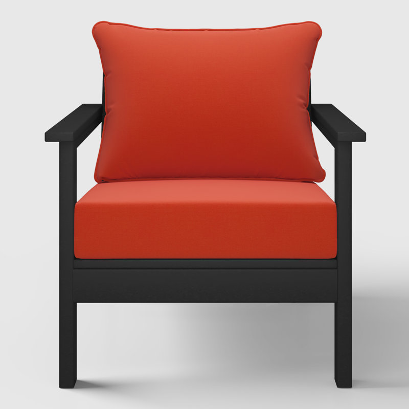 Chaise profonde avec coussins (ensemble de 2), Orange, Noir