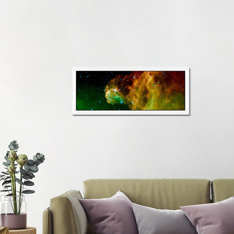 Stars Emerging From Orion's Head (Spitzer Space Observatory) - Floater Frame Panoramic Print on Canvas, White Framed Canvas