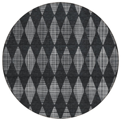 Tapis d'intérieur rond 8 po à motif géométrique lavable antidérapant