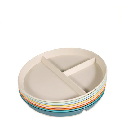 9 Inch Divided Plastic Plates, 8 Pack (8 Mix Colours)
