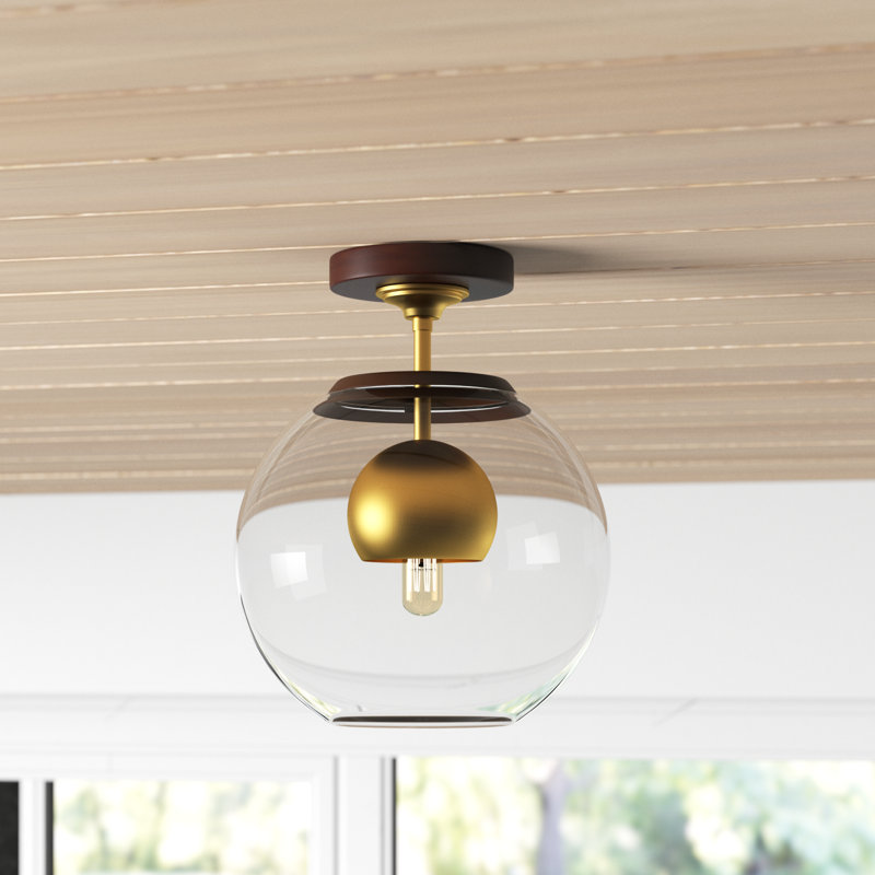 Cardi Single Light Glass Semi Flush Mount