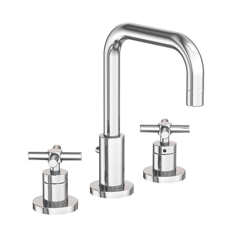 East Square Widespread Bathroom Faucet with Drain Assembly, Polished Chrome