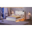 Structure de lit simple tapissier princesse avec tiroirs de rangement, rails de sécurité, station de charge, support en métal robuste, beige-352277207-352277204