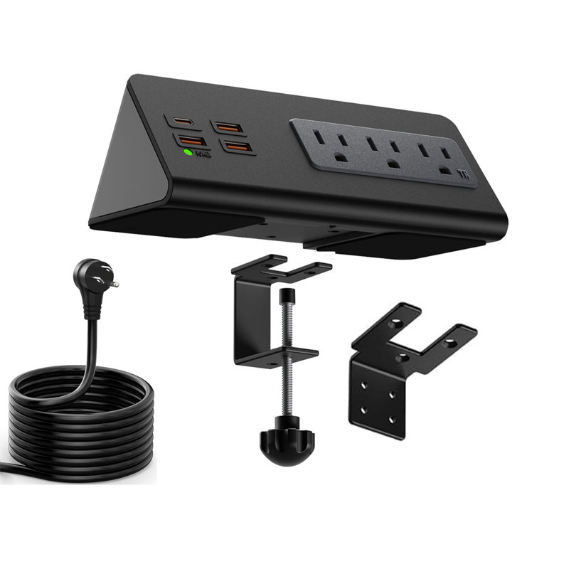 Station de charge avec 3 ports CA et 4 ports USB noir