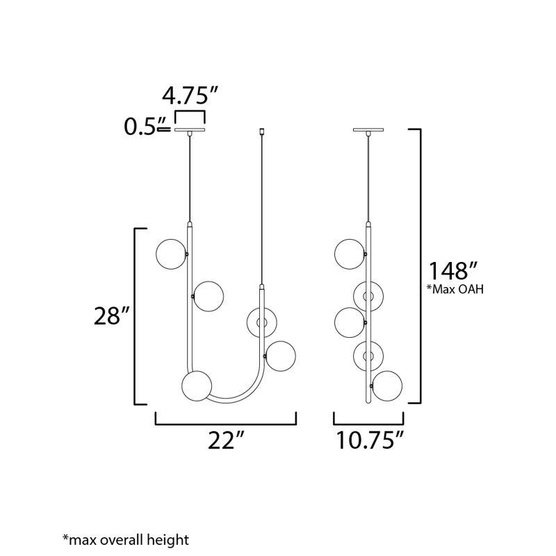 Contour 5 - Light Pendant, Brushed Bronze, 5