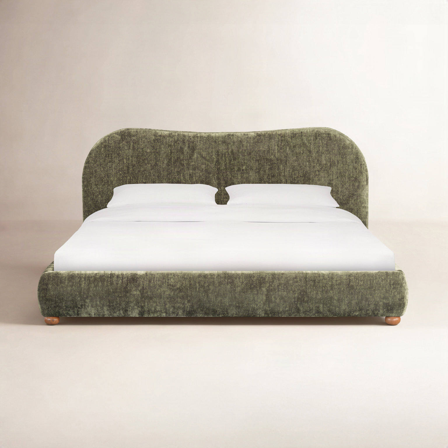 Liza Upholstered Bed, Queen, Dark Green Chenille