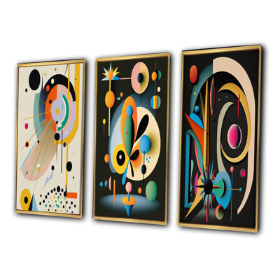 «Divine Secrets Retro Abstract Illustration I», 3 pièces sur toile