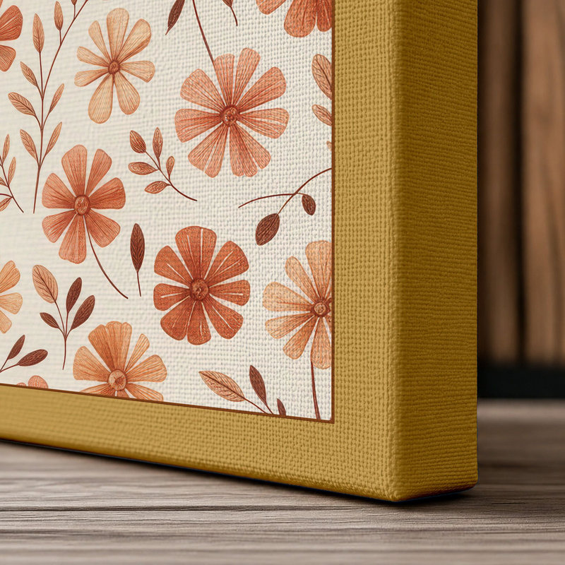Scattered Warmth Botanical - Wrapped Canvas, 18x12 - 45.7 x 30.5 cm, Ochre Border