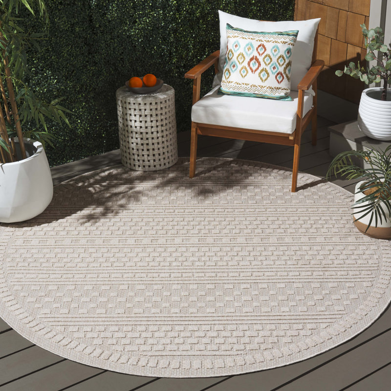 Tapis d'intérieur / extérieur à rayures Milos Performance, Rond 6 pi 7 po