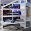 Grand lit mezzanine en métal avec télécommande - luminosité à DEL réglable et garde-robe de rangement pour adultes - optimisation de l'espace vertical blanc-2046856334
