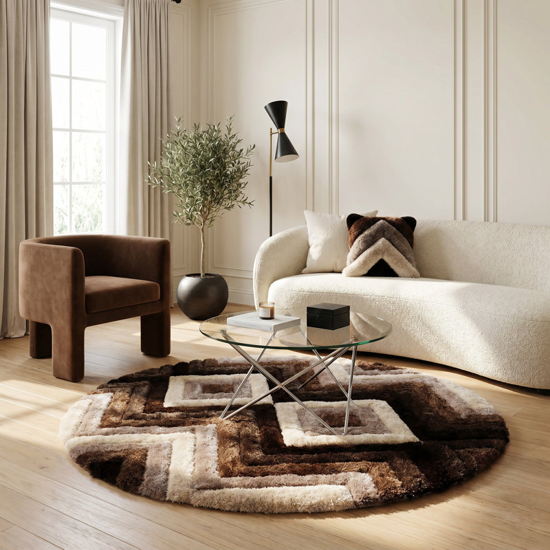Corey-Leigh Abstract Indoor Rug, Round 7'