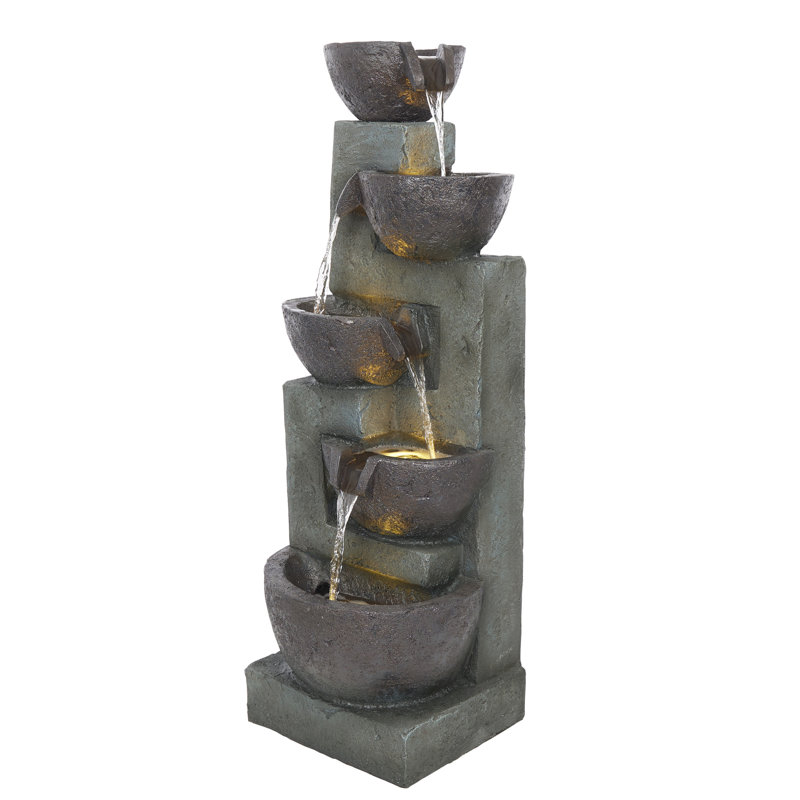 5-Tier Bowls Waterfall Fountain with LED Lights