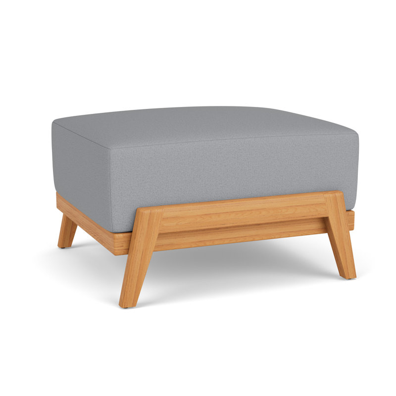 Alpine Rectangle Outdoor Teak Ottoman Patio Ottoman, Sandberg Pewter