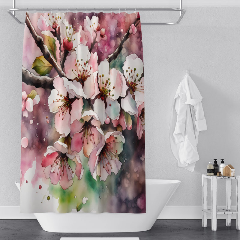 Rideau de douche Floral, H 93 po x l 70 po, Dark Magenta Background