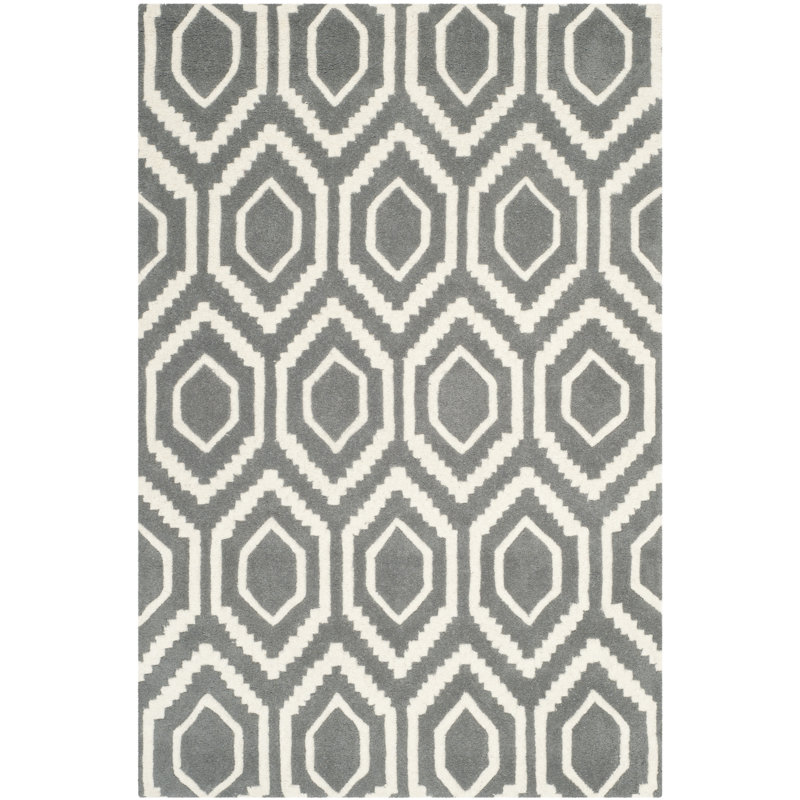 Deedie Hand Tufted Wool Geometric Rug, Rectangle 3' x 5'