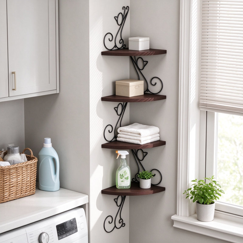 Support de rangement mural en bois en forme de chat avec supports en métal pour salon, chambre à coucher, cuisine, décoration intérieure