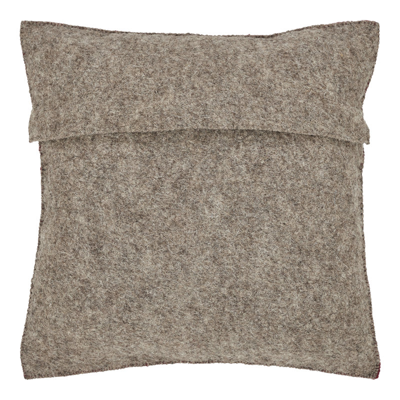 Hand Felted Wool Pillow – Green Peace Sign On Red – 20", Pillow Cover Only - No Insert