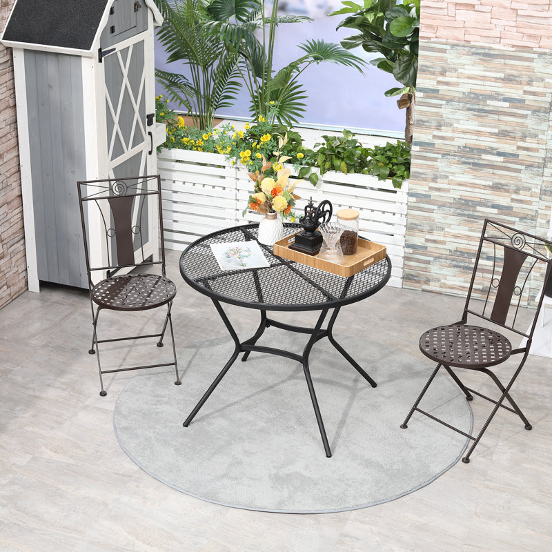 Round Metal Outdoor Bistro Table , 35.75'' in. W 35.75'' in. D