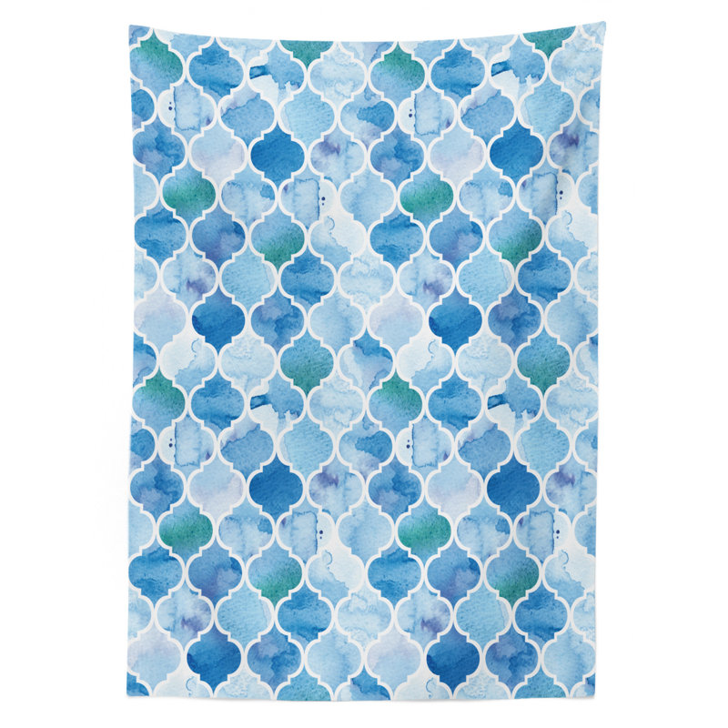 Moroccan Oriental Arabic Mosaic Tablecloth, 84" L x 60" W