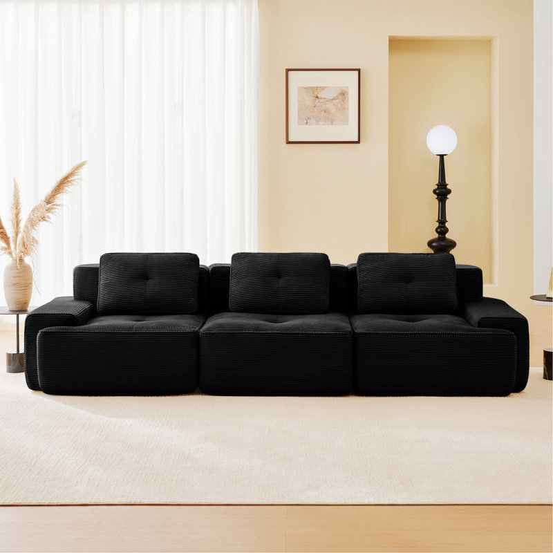 Canapé modulaire moderne pour espace de vie, 117.32" W, Green Corduroy