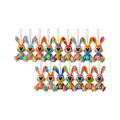 16 Wooden Colorful Bunny Hanging Decorative Pendants For Spring Festival Party Decoration