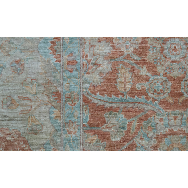 Hand-Knotted High-Quality Rust and Beige Area Rug