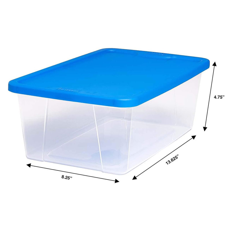 Homz Stackable Plastic Storage Container, Blue, 10 Pack, 6 QT