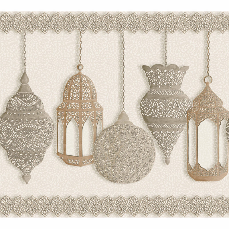 Fez Metallic Wallpaper Roll, Gilver/Parchment