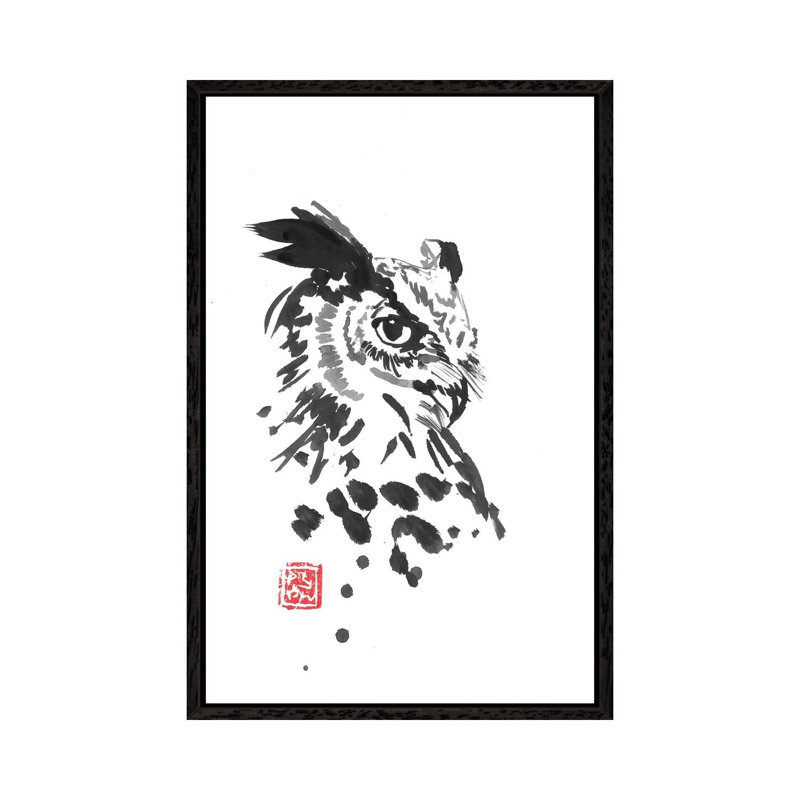 Chouette by Péchane - Print on Canvas, 101.6 cm H x 66.04 cm W, Black Framed