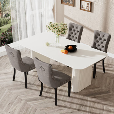 Ensemble de table de salle à manger en panneau de fibres à densité moyenne pour 4 à 6 personnes