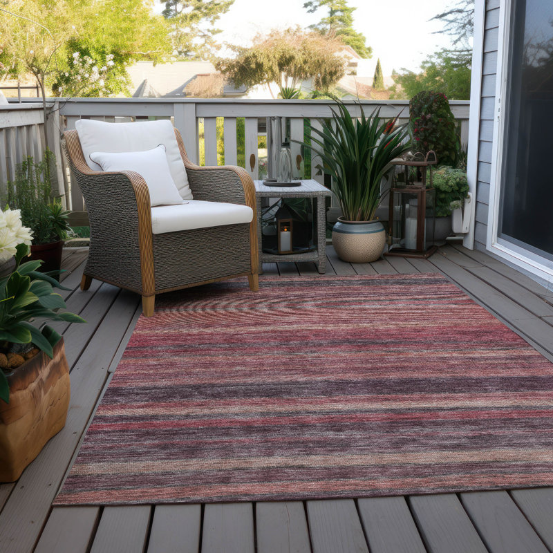 Paprika Stripe Synthetic Washable 3' x 5' Rug