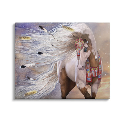 Cheval avec des plumes sur toile par Laurie Prindle