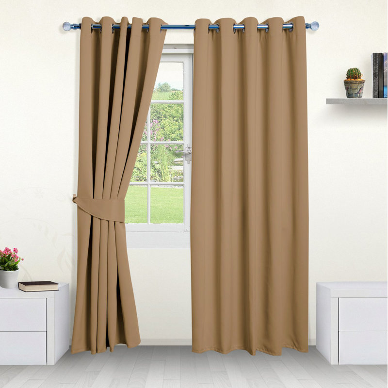 Blackout Curtain Pair, 229 W x 137 D cm, Beige