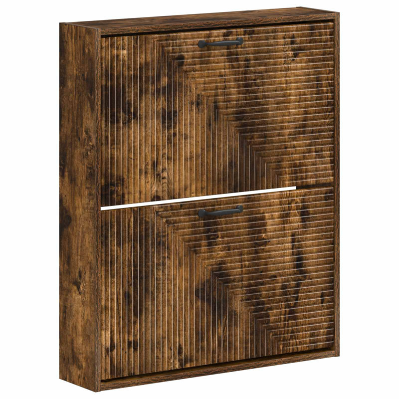 Flip Down Shoe Storage, 86 cm H x 71 cm W x 17 cm D, Smoked Oak